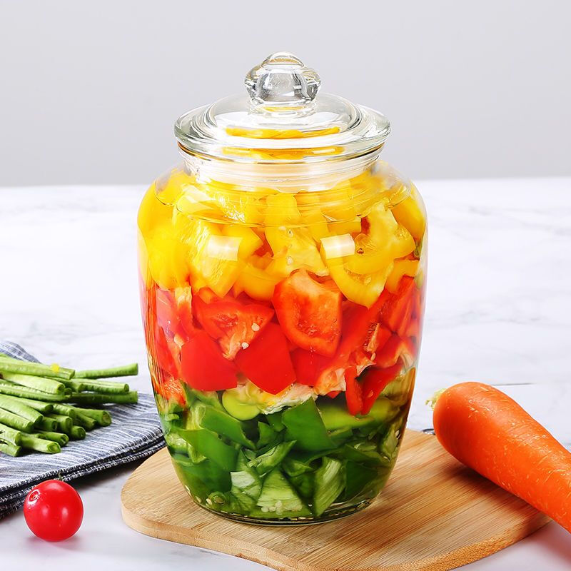 Fluqi sealed jar glass storage jar honey lemon food can bottle pickle jar small pickle jar with lid bottle glossy 2200ml 2 pieces