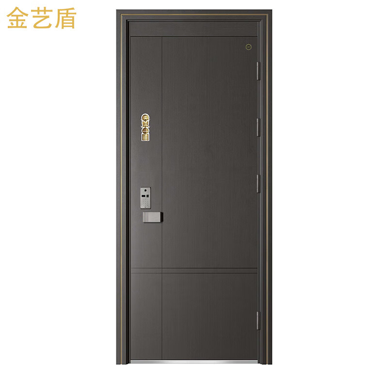 Jinyi Dun Door Industry (G27 Shiyue) Class A simulated wood grain entrance door embedded smart lock supports private customization G27 Shiyue single door