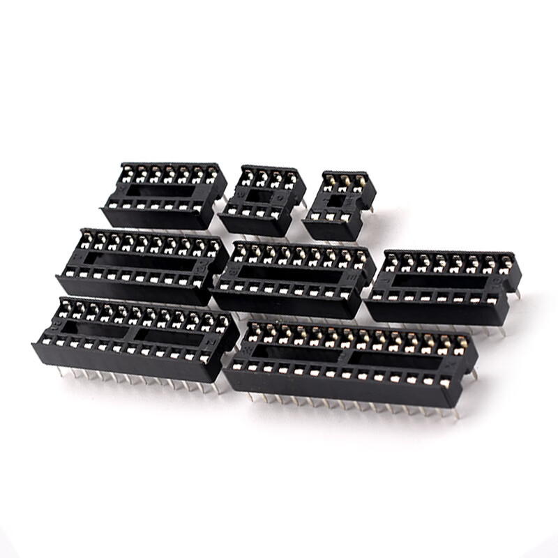 Zejie IC holder, flat-pin IC socket sample pack, chip socket sample pack, 8 types, 66 pcs in total, 8 flat-pin IC holders, 66 pcs in total, boxed