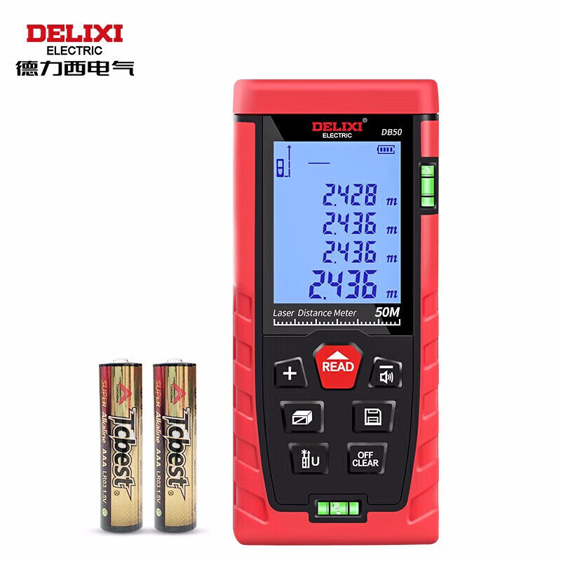 Delixi Electric high-precision handheld laser distance meter room measuring instrument electronic ruler horizontal bubble 50 meters promotional model