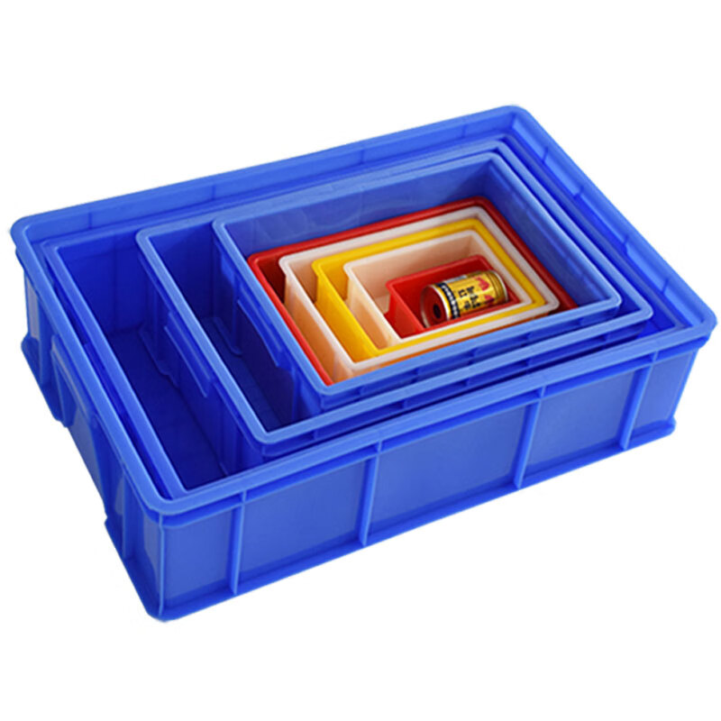 Logistics plastic turnover box rectangular thickened basket with lid extra large plastic frame storage box fish turtle tank No. 3 blue 520*350*150 special thickened