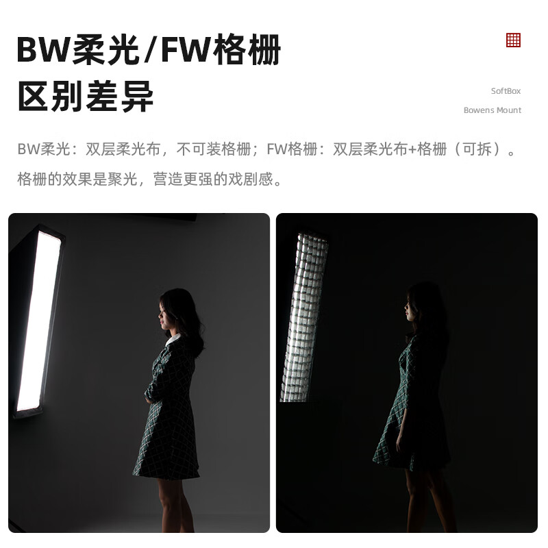 Godox (Godox) 60*90cm long square grid soft box soft light cover Baorong mouth suitable for live broadcast fill light photography light flash folding portable soft light box with grille