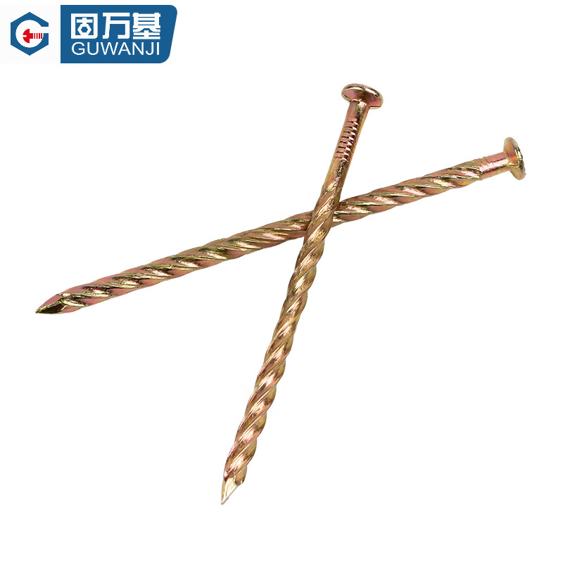 Guwanji threaded nails, iron color zinc floor nails, floor keel nails, twist nails, anti-loosening and anti-corrosive wood nails, round nails, 1.5 inches, 2 inches, 1.5 inches, 4cm per pack (about 240 pieces)