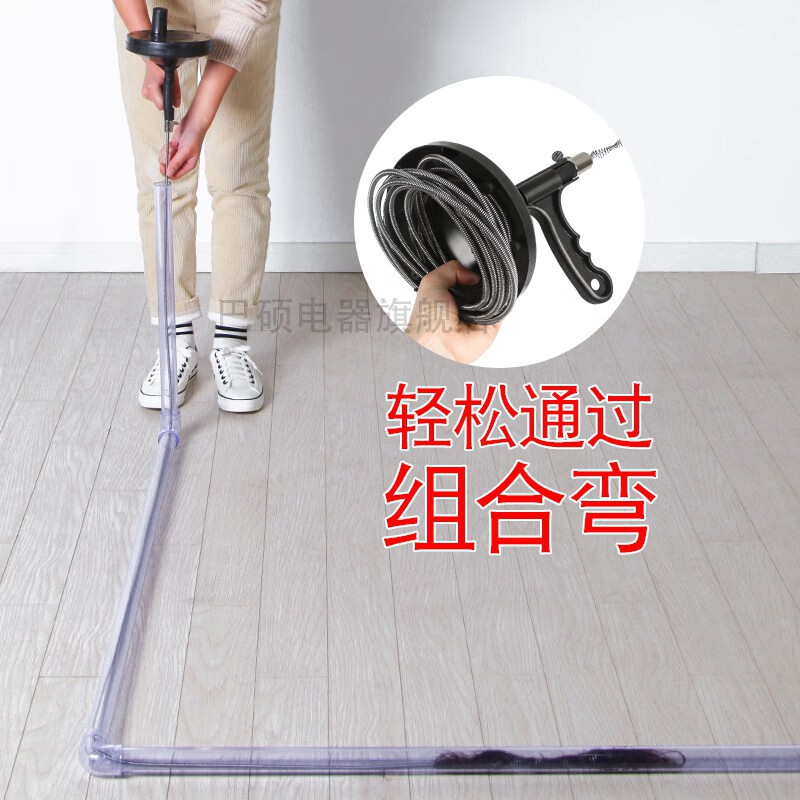 Hand-cranked spiral steel wire pipe dredge, toilet sewer special clogged manual spring dredge artifact, upgraded blue hand-cranked 3 meters