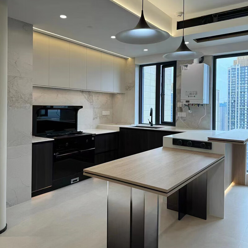 Kezitu customized Hong Kong solid wood cabinets integrated kitchen cabinets marble stove slate kitchen cabinets quartz stone countertops custom earnest money 1 meter