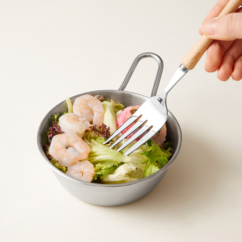 Baijie 304 stainless steel bowl, soup bowl, rice bowl, instant noodle bowl, baby food bowl, Korean rice wine bowl, silver 12cm