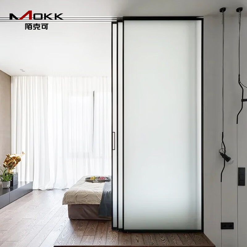 Mooke Perfect System Line Rail Three-Linkage Hanging Rail Sliding Glass Door Hidden Track Sliding Door Bedroom Door Kitchen Door Three-Linkage Hanging Rail (Plain Glass)/