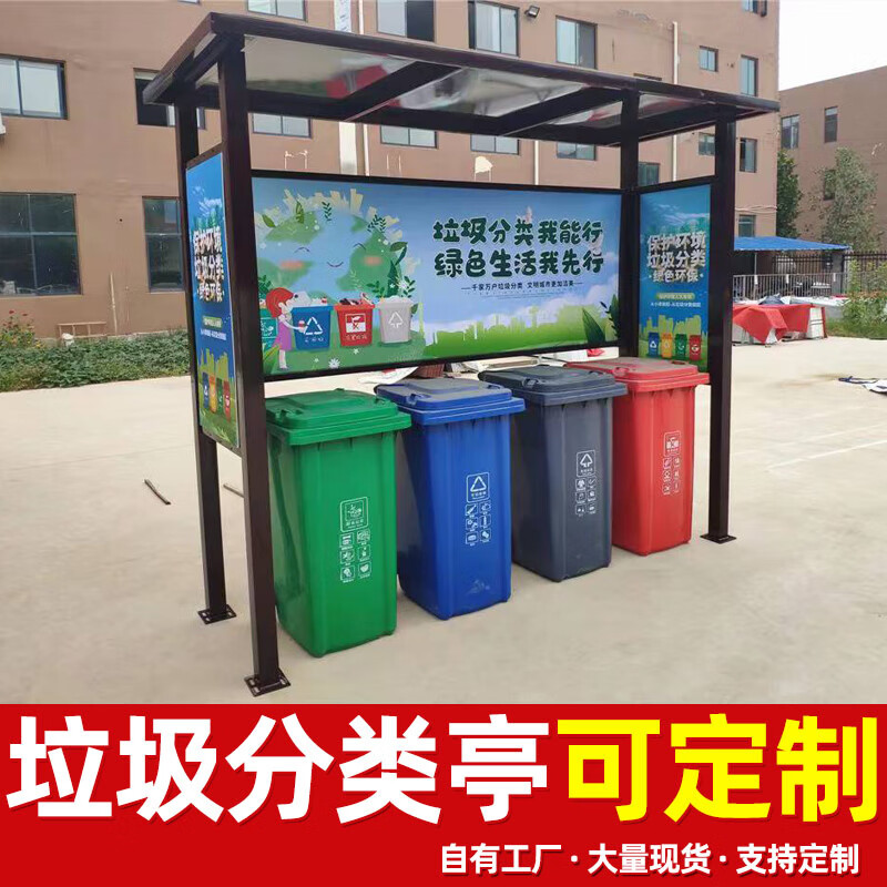 Suoling Garbage Sorting Pavilion Outdoor Street Steel Structure Customized Collection Community Recycling Station Rainproof Shed Community Drop-In Pavilion Customized Garbage Sorting Kiosk-Intentional Money