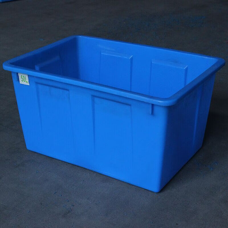 Extra large plastic fish tank bucket rectangular water storage box thickened aquaculture turnover 614 water tank without cover 670*485*380 default blue
