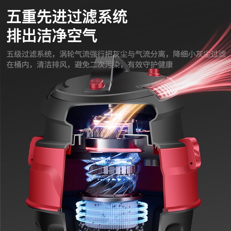 Puppy bucket vacuum cleaner household 1800W high-power high-suction industrial vacuum cleaner dry and wet blowing three-purpose decoration beauty seam land reclamation cleaning multi-function one-click cord collection T004S