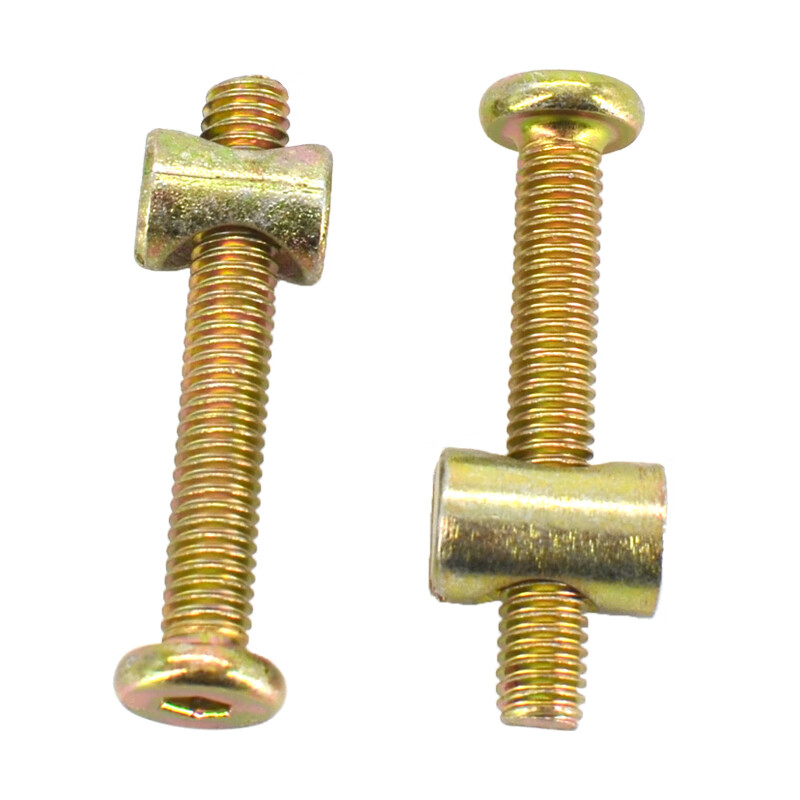 Easy Furniture Screw and Nut Set Baby Crib Bolt Bookcase Hexagonal Screw Hammer Nut Collection M6M8 M8*60 (5 Sets) with Slotted Nuts