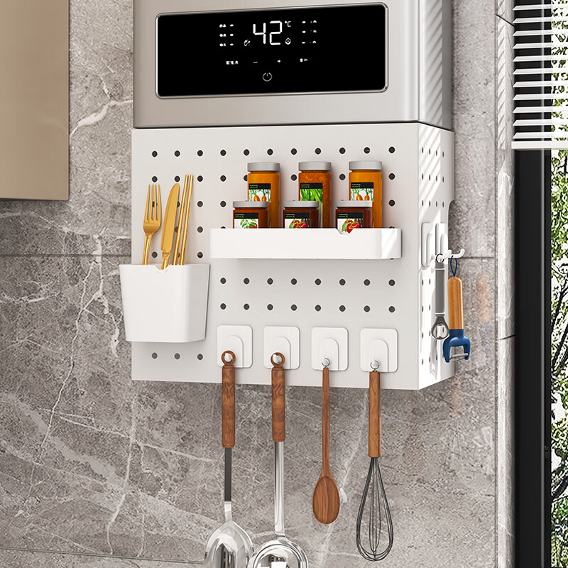 Moshen kitchen perforated plate storage rack water heater shield gas pipe decorative wall-mounted storage rack boiler stove cover 35 width 30 height 30 depth 15 (free hook * 4)