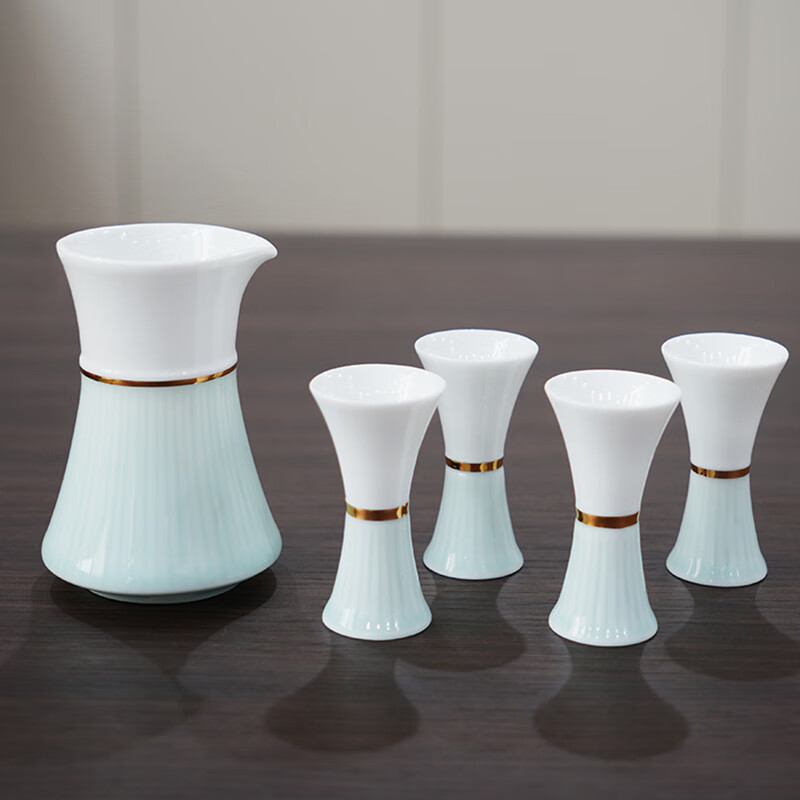 Su's Ceramics Ceramic Wine Set White Wine Cup Wine Divider Sky Blue Wine Set Best Friend 1 Pot 4 Cups Exquisite Gift Box