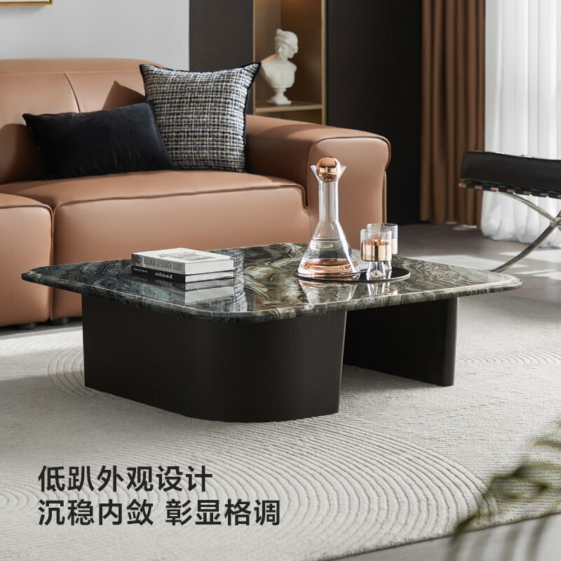 Lin's home living room household light luxury high-end coffee table small apartment high-end tea table Lin's Wood Industry NK1L black + quicksand black LS403L2-A square coffee table