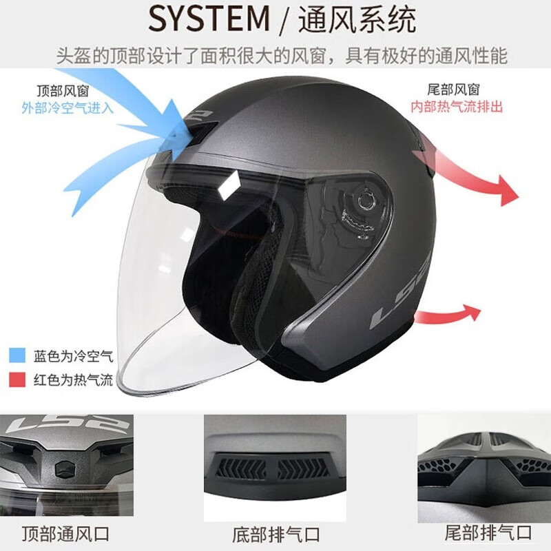 LS2 new motorcycle helmet quarter helmet electric moped four seasons large tail large size men and women half helmet OF608 flash white 2XL (recommended 59-60CM)