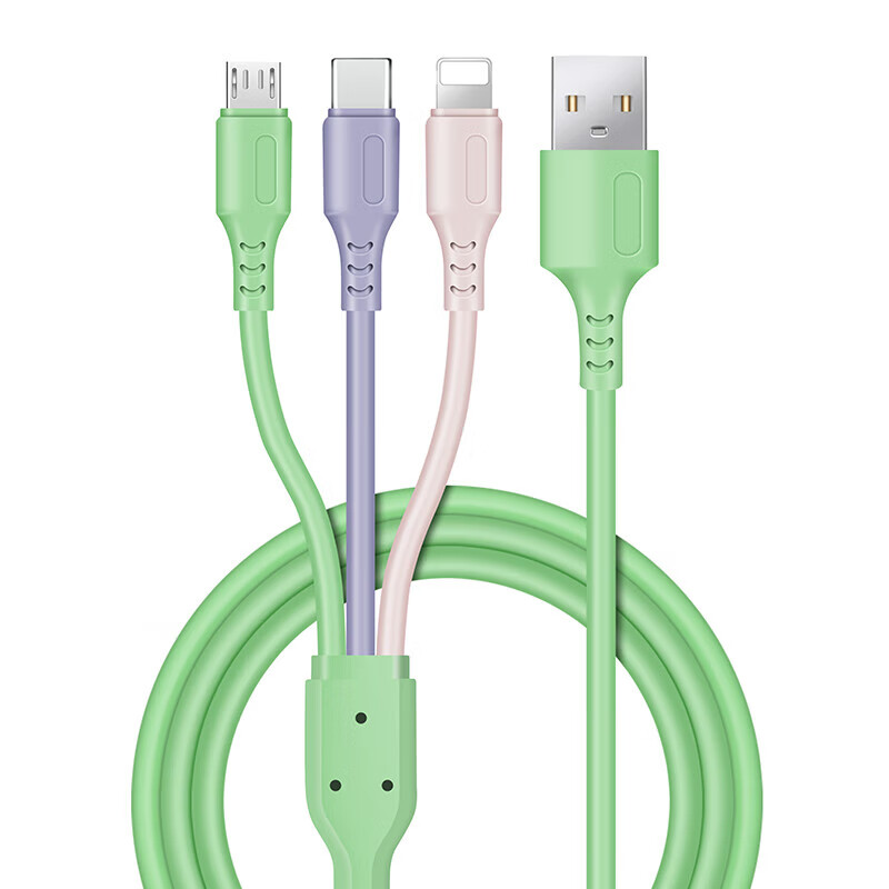 Three-in-one charging cable soft liquid silicone tyep-c charging cable one to three suitable for Apple Huawei Android Hongmeng mobile phone universal three-in-one liquid silicone 1 meter one pack