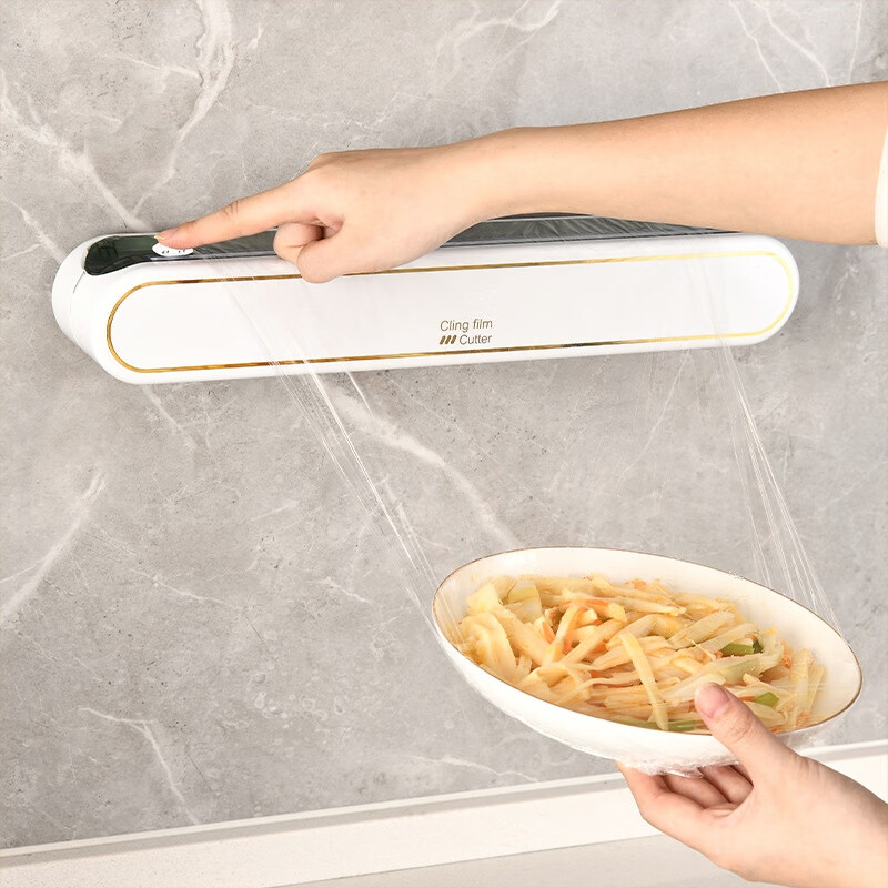 Huili's custom-made plastic wrap cutter, household plastic wrap divider, kitchen wall-mounted punch-free tinfoil cutting box, white