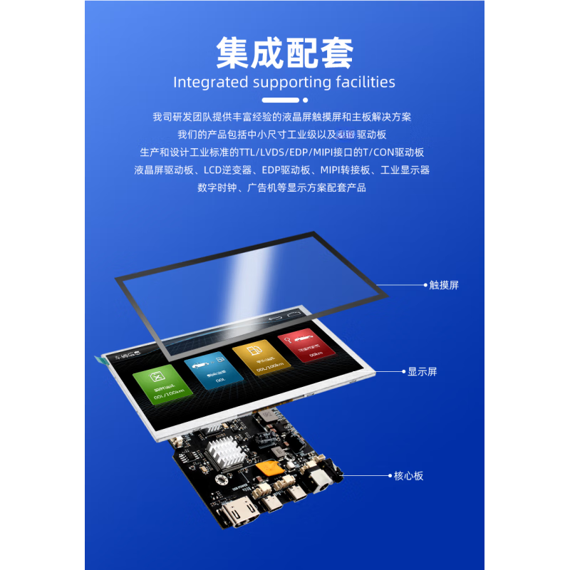 Brand new 7-inch display LCD screen with high-definition highlight AT070TN92 AT070TN94 can be equipped with touch screen Universal clear long cable 5.5mm TN94