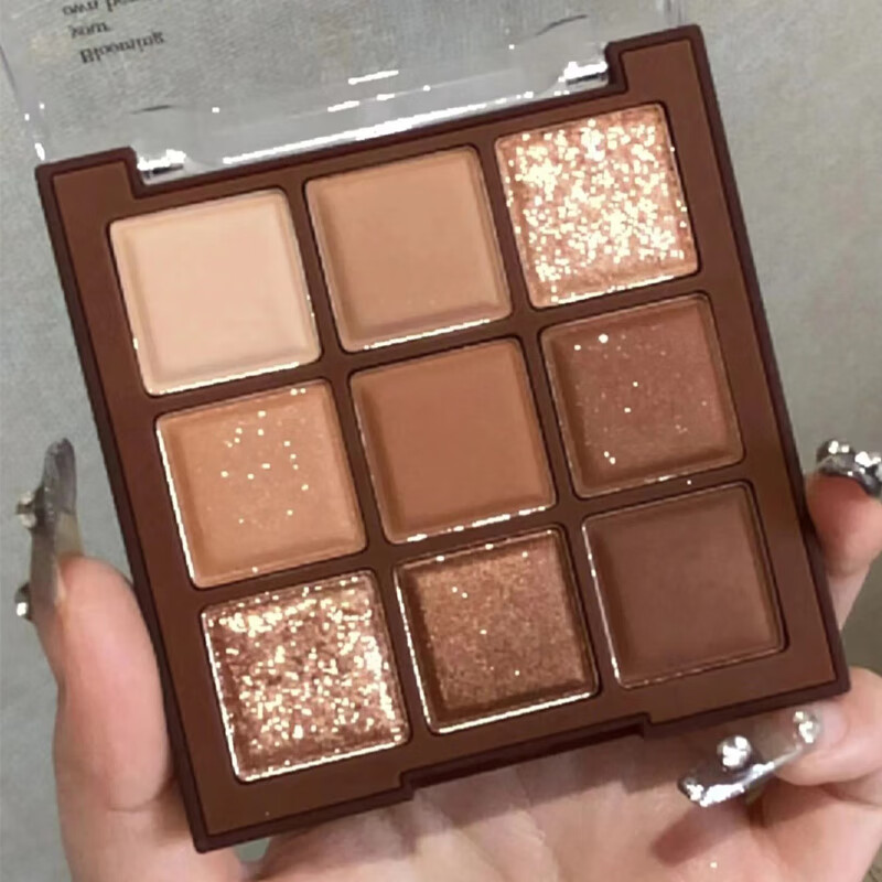 Shidanya ins nine-color eyeshadow palette daily earth-colored eyeshadow lying silkworm pearlescent matte eyeshadow non-flying powder #caramel brown