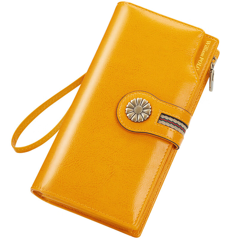 WILLIAMPOLO Wallet Women's Paul New European and American Fashion Large Capacity Niche Design Wallet Long Multi-Card Slot Card Bag Clutch Women's Gift Yellow Long Wallet