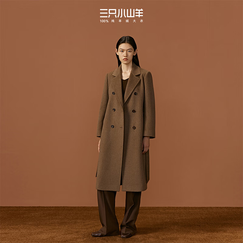 Three Little Goats Latte Brown Wilderness Maillard Style Autumn and Winter Thickened Lined 100 Pure Cashmere Women's Coat Latte Brown XL