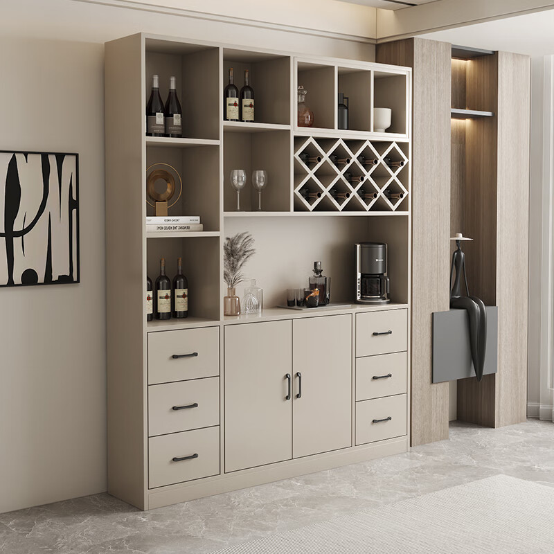 Hongsen set wine cabinet living room sideboard integrated wall cabinet simple modern display cabinet high cabinet bar cabinet can be customized gray + white door - length 120 width 30 height 200