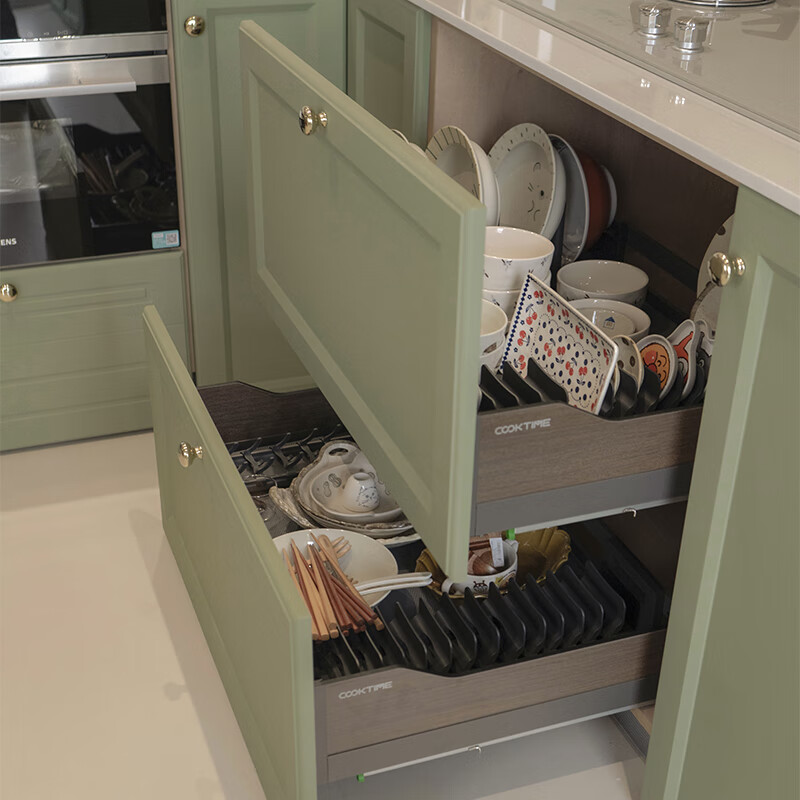 Huili's whole house French light luxury kitchen cabinets overall customized kitchen slate countertop decoration villa design appointment measurement/design