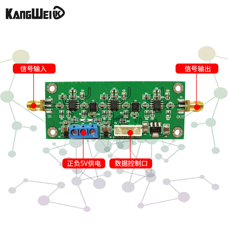 Adjustable gain amplifier module 30K-200M wideband programmable amplifier 65dB gain 0.5dB step amplifier + main control board