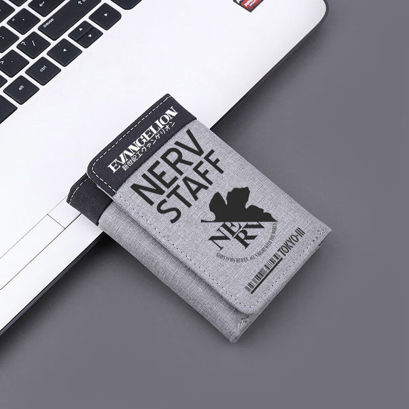 OEMG Neon Genesis Evangelion EVA Japanese wallet anime two-dimensional large-capacity folding student wallet short NERV splicing wallet black