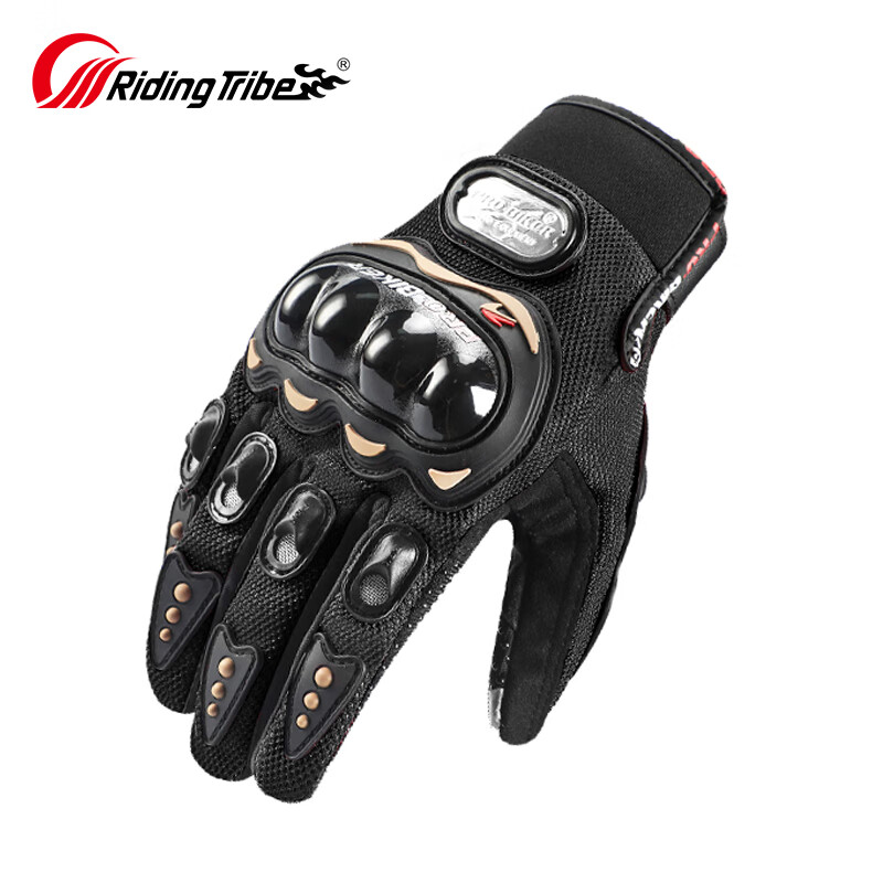 RidingTribe Motorcycle Riding Gloves Winter Velvet Thickened Waterproof Electric Vehicle Summer Commuting Waterproof Anti-fall Touch Screen Motorcycle MCS01C Black-XL Code for All Seasons