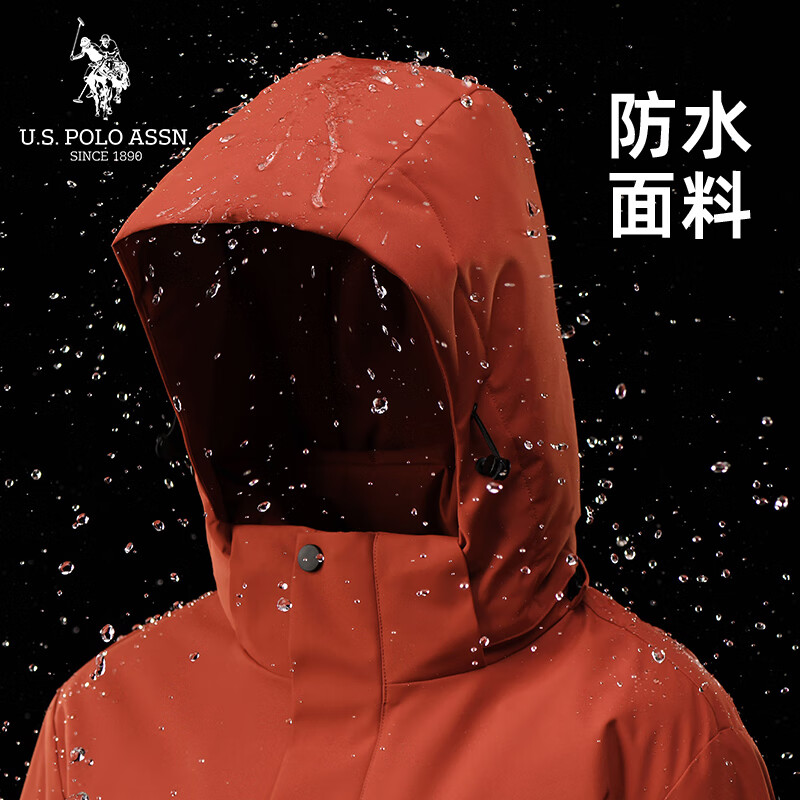 U.S. POLO ASSN. Jacket Men's Hooded Breathable Couple Jacket Thickened Down Cotton Jacket Men's Top Black L