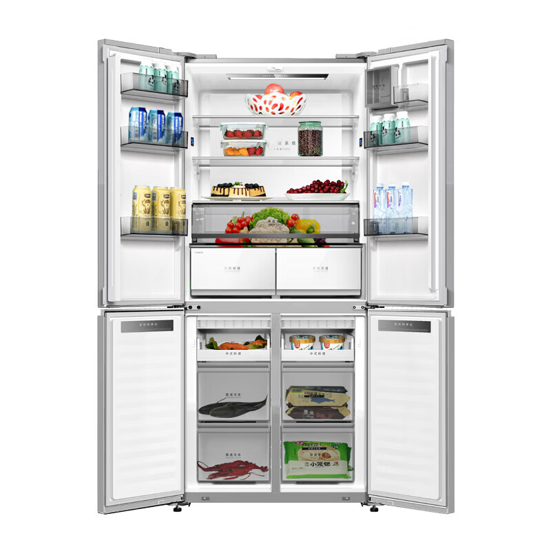 MeiLing 505/506/507 Dual System Zero-Embedded Refrigerator Household 599mm Ultra-Thin Full Space Odor-Free Embedded Cross Four-Opening Double-Door Refrigerator Intelligent Dual Frequency Conversion BCD-507WP9BTZ Zero-Zero Embedded Salt Lake White