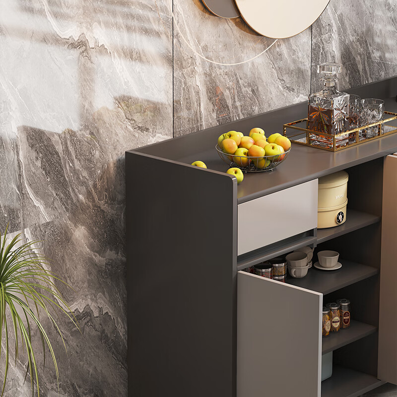 Jichen sideboard tea cabinet home kitchen storage cabinet light luxury living room storage cabinet wine cabinet multi-functional cabinet storage cabinet solid wood | door-to-door delivery two doors and one drawer dark gray + light gray 60*90