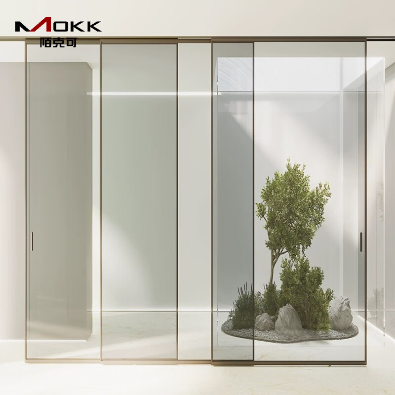 Mooke Perfect System Line Rail Three-Linkage Hanging Rail Sliding Glass Door Hidden Track Sliding Door Bedroom Door Kitchen Door Three-Linkage Hanging Rail (Plain Glass)/