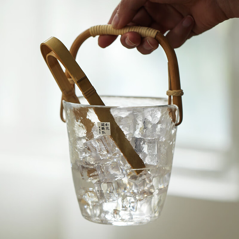 Huili imported Oriental Sasaki glass wine set small ice bucket insulation Japanese ice bucket household handmade Sasaki ice bucket