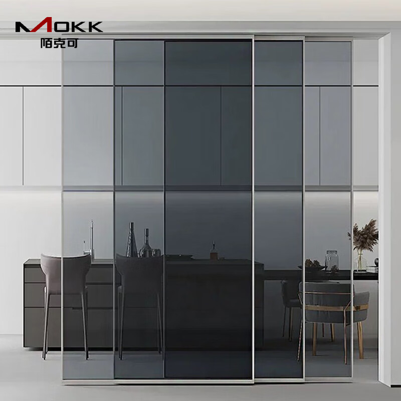 Mooke Perfect System Line Rail Three-Linkage Hanging Rail Sliding Glass Door Hidden Track Sliding Door Bedroom Door Kitchen Door Three-Linkage Hanging Rail (Plain Glass)/