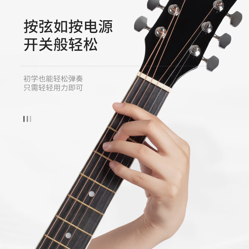 Lovebird folk guitar 38-inch beginner's entry-level guitar instrument for men and women, glossy black