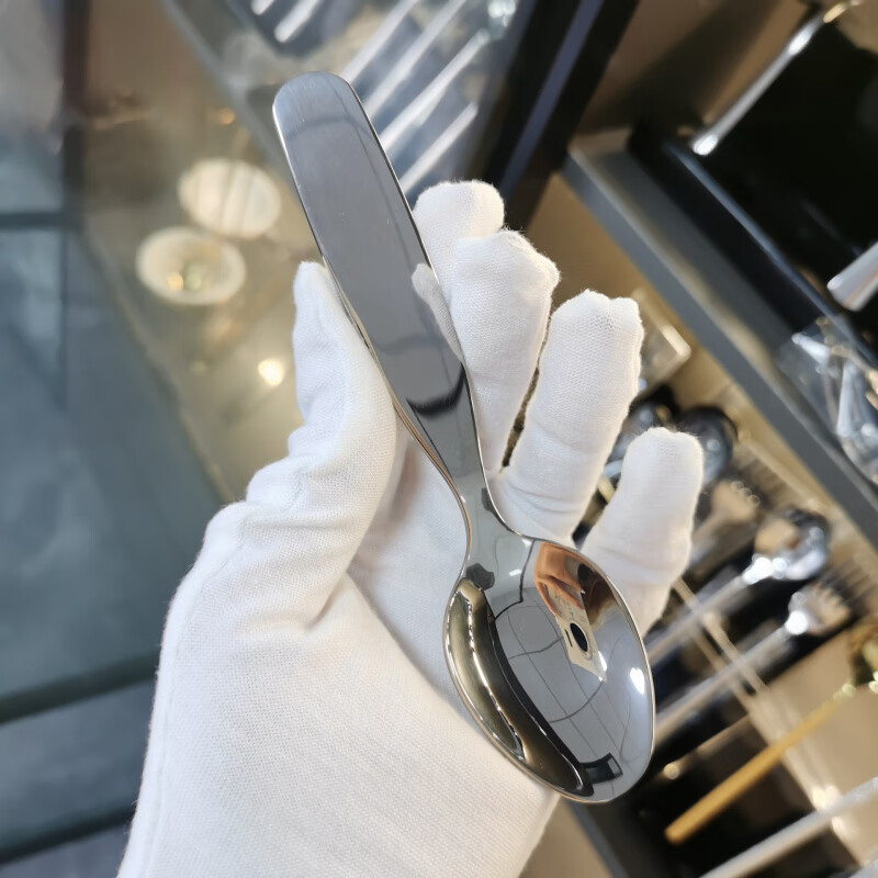 Fat Donglai's same style Zhanming 316 stainless steel eating spoon and fork for home use cute long-handled spoon for baby to drink soup and dessert 316 long-handled fork (no pattern)