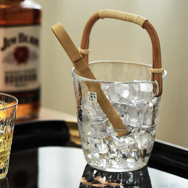 Huili imported Oriental Sasaki glass wine set small ice bucket insulation Japanese ice bucket household handmade Sasaki ice bucket