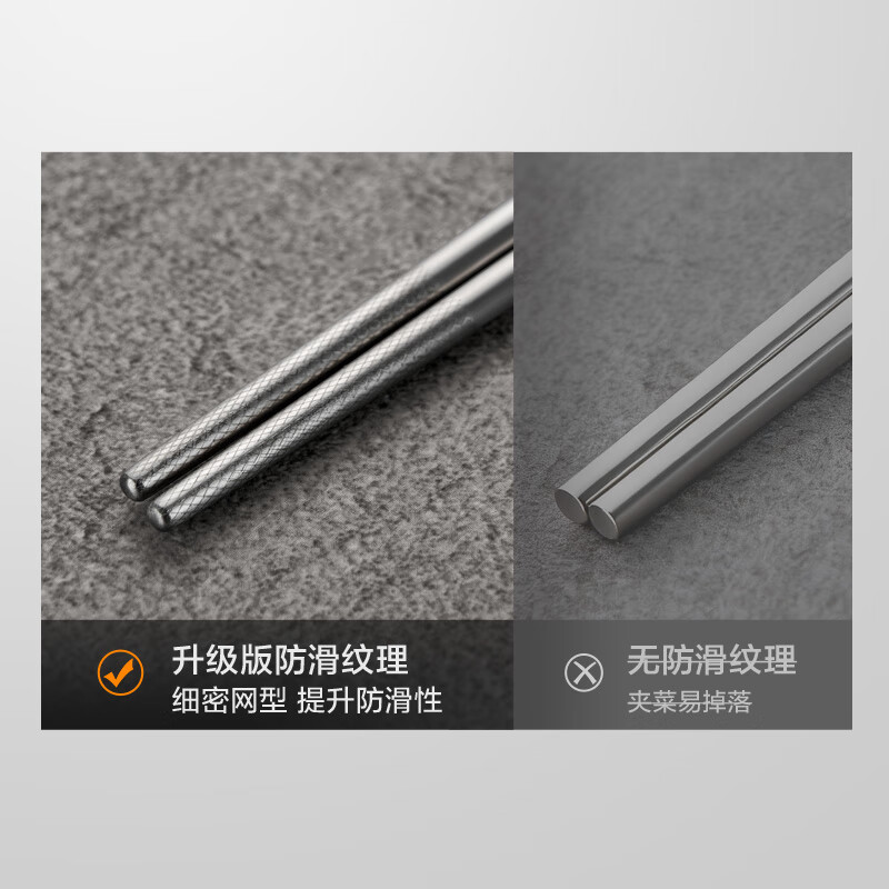 SUPOR 316L stainless steel chopsticks household high-end non-slip high temperature resistant metal chopsticks set portable tableware 316L stainless steel chopsticks 5 pairs