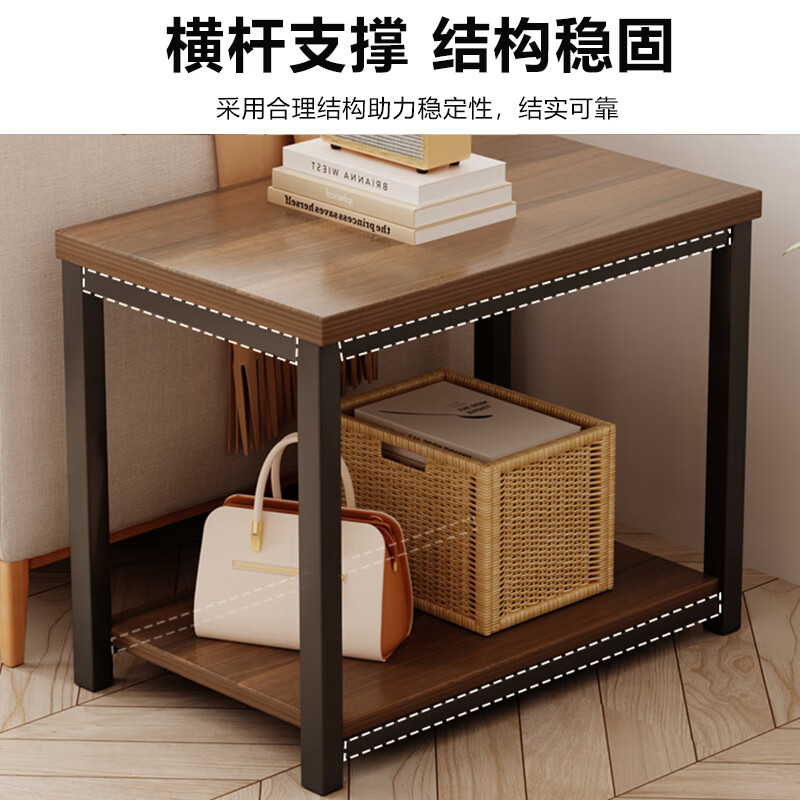 Zhuobo coffee table living room side table tea table tea cabinet storage rack bedside table bedside table CJ11 walnut color 60*40cm