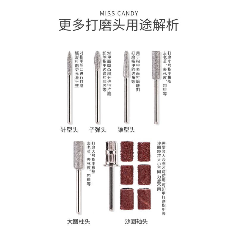 Miss Candy repairs thick gray nails, nail polish remover, removes dead skin and polishes, portable nail polisher PT112 for nail salons