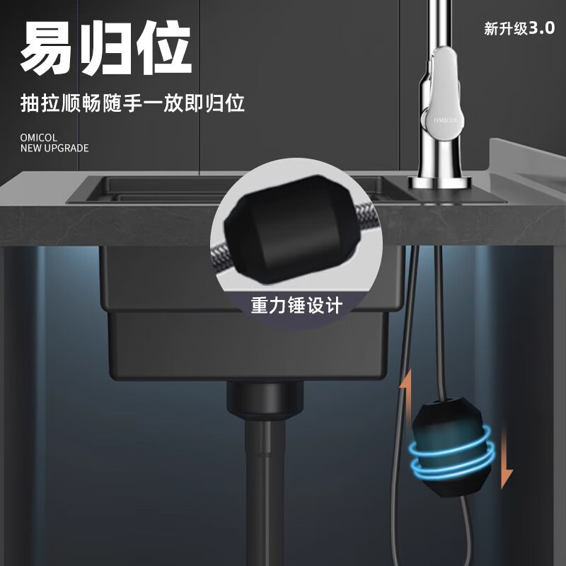 OMICOL German kitchen faucet all-copper body sink pull-out Raindance multi-function hot and cold sink faucet Raindance hot and cold pull-out faucet gun ash genuine German brand丨Official warranty 20 years