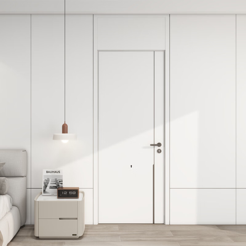 Quanyou Whole House Customized Wooden Door Bedroom Door Simple Paint-Free Flat Door Multi-Layer Solid Wood Indoor Set Thickened Door Cover 1599/昘 (Contact customer service for specific plans)