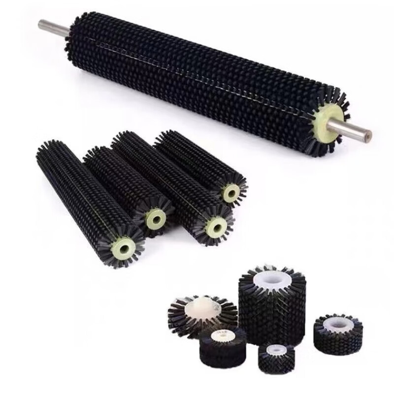 Customized industrial brush roller conveyor belt cleaning glass cleaning dust removal hollow nylon wire roller brush with shaft circle size length * inner hole * plastic outer diameter * hair length * total outer diameter