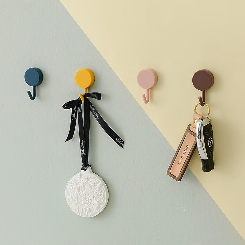 Adhesive hooks, strong adhesive hooks, no need to punch holes, traceless adhesive transparent wall hook stickers, random colors, 10 pieces