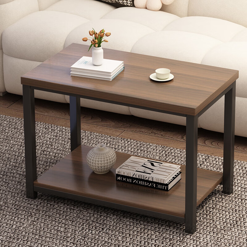 Zhuobo coffee table living room side table tea table tea cabinet storage rack bedside table bedside table CJ11 walnut color 60*40cm
