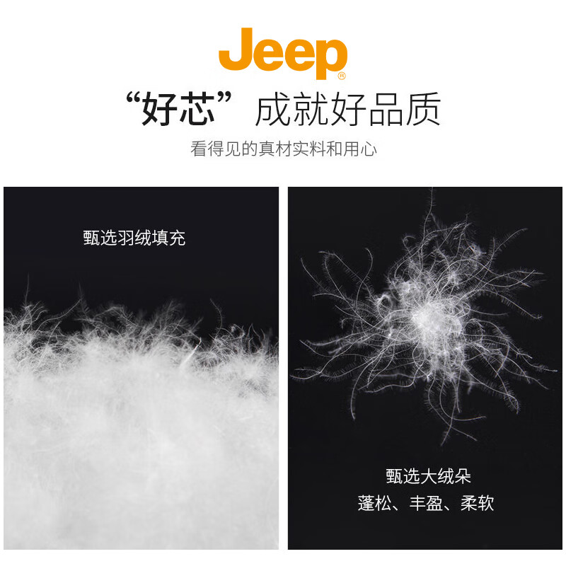 JEEP Jeep Down Jacket Men's Winter Cold Warm Jacket Men's Loose Workwear Jacket Men's White Duck Down Black 2XL