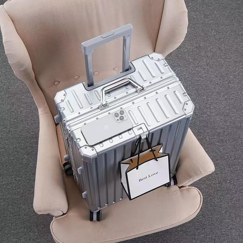 Aluminum frame suitcase travel trolley case 20-inch boarding code box for male and female students large capacity Jingdongxi self-operated streamer silver 20 inches standard 20 inches can be boarded
