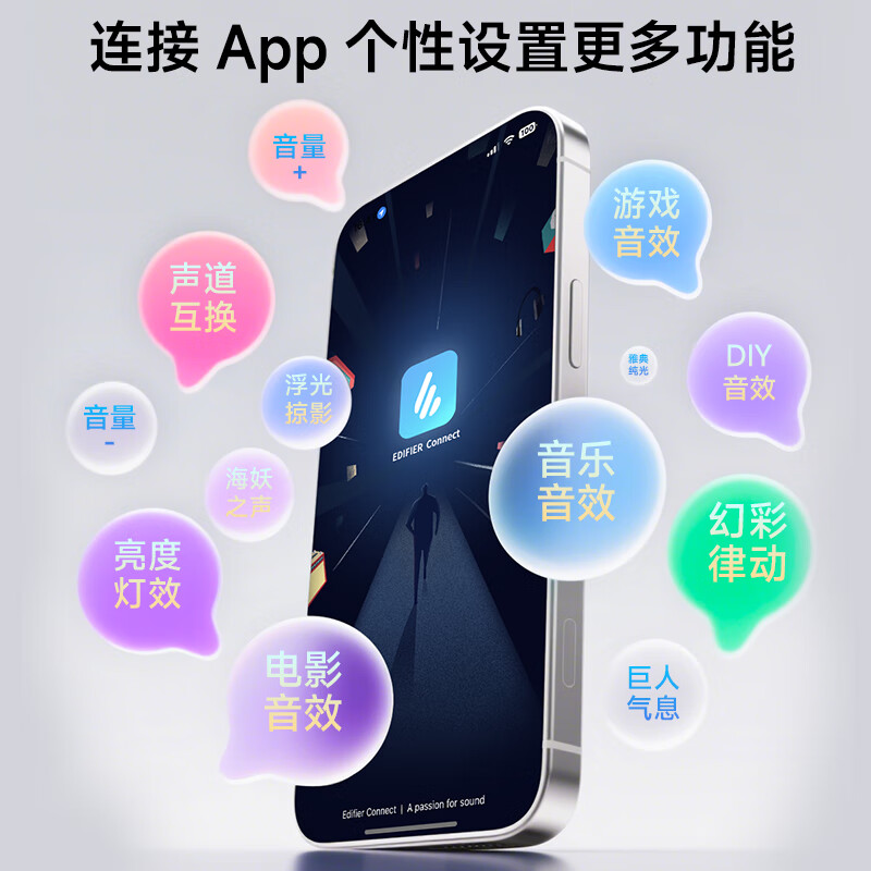 Edifier (EDIFIER) new product R20 desktop 2.0 computer audio wireless Bluetooth 6.0 fantasy atmosphere lighting effect desktop notebook speaker black New Year gift